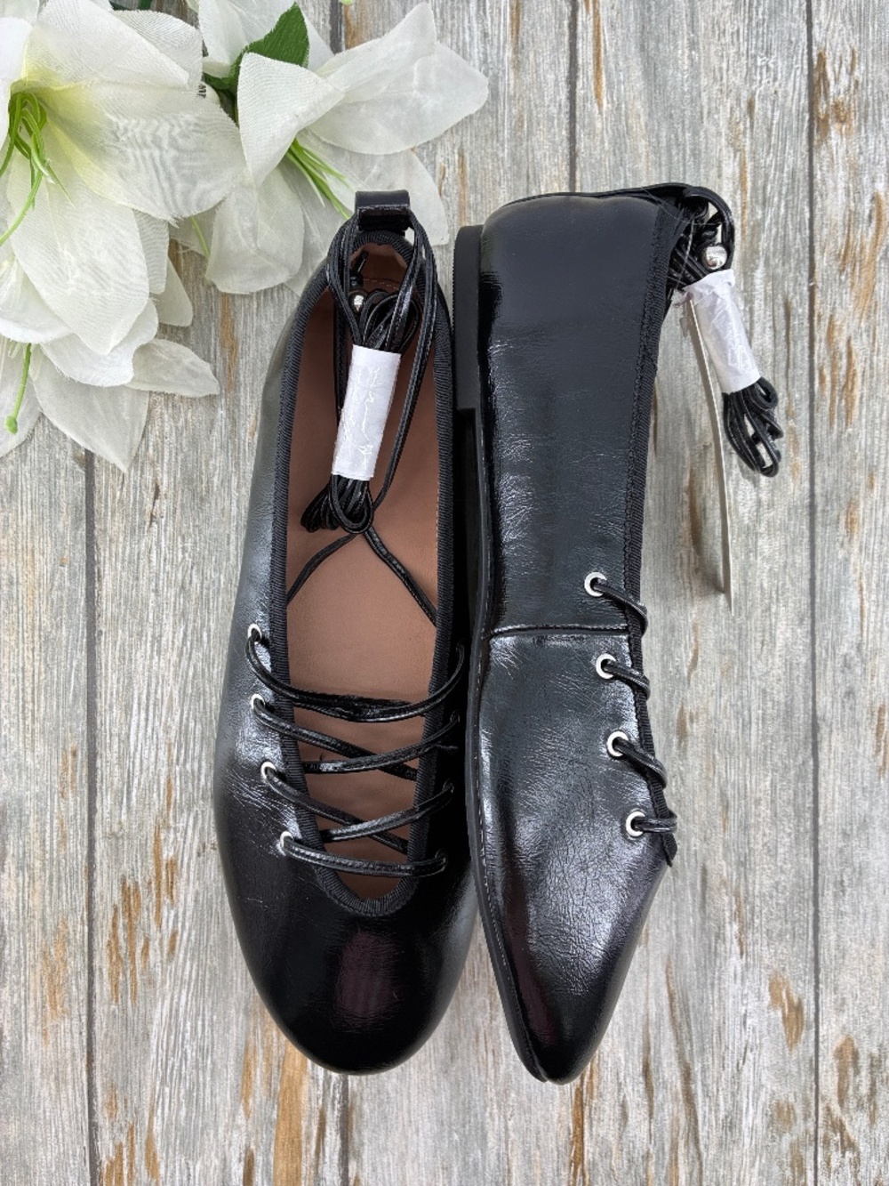 Women’s Corset Ballet Flats Shoes Black Size 10